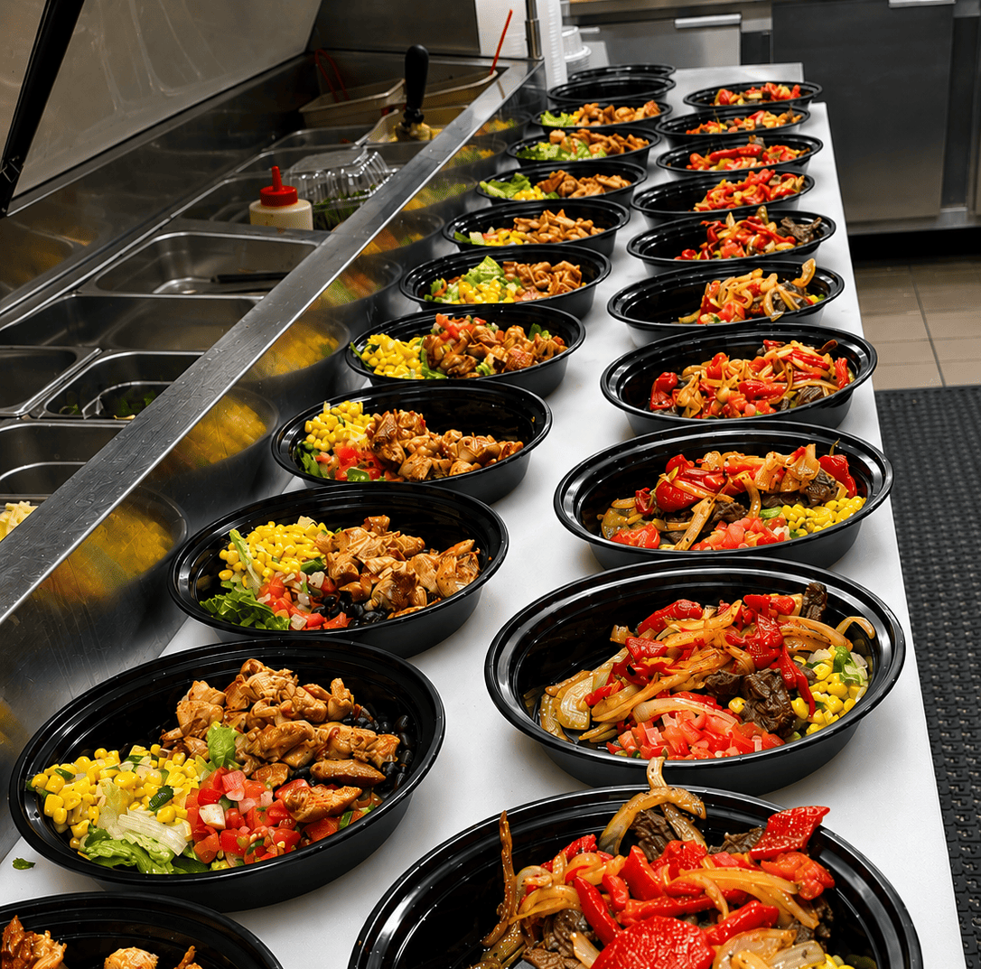 Fresh rice bowls from Pizza Sauce Timonium with grilled proteins, vegetables, and rice made to order for catering across Timonium and nearby communities